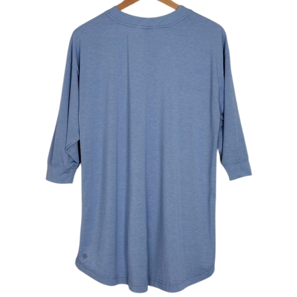 Athleta Inspire Slate Blue Relaxed Fit Oversized 3/4 Sleeve Tee Sz S - Picture 2 of 16